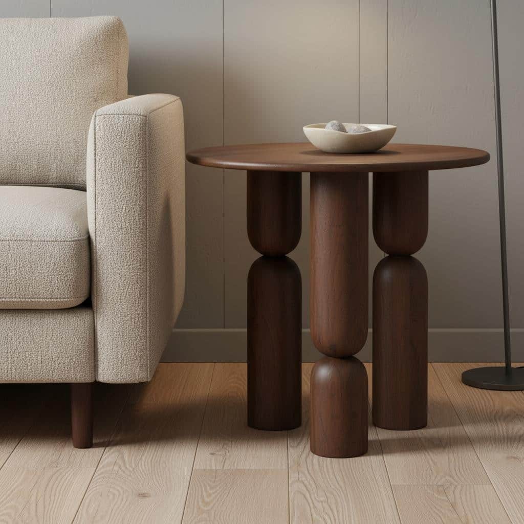 HomeRoots 32" Brown Solid Wood and Wood Tray Table - 32.00 in. x 30.00 in. x 32.00 in.