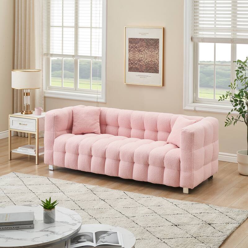 Premium 80-inch Wool Sofa with High-Density Foam Filling and Bonus Cushions