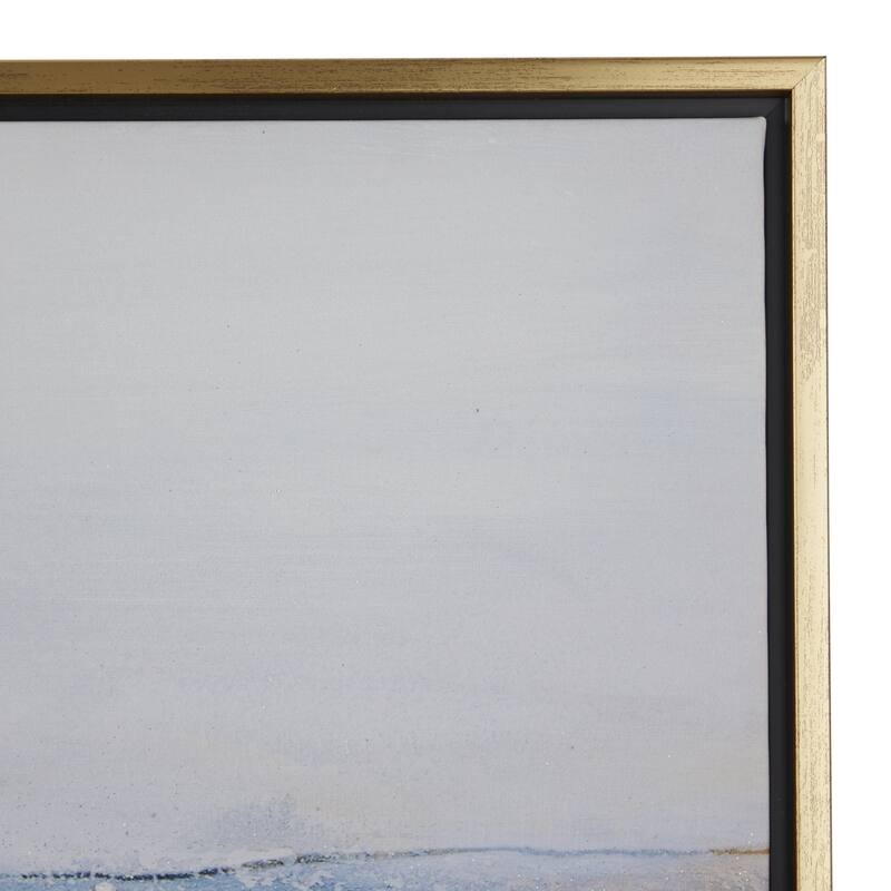 Canvas Landscape Living Room Framed Wall Art with Gold Frame - Set of 3 Blue - Roche River Decor