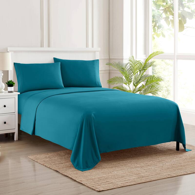 Deep Pocket Soft Microfiber 4-piece Solid Color Bed Sheet Set