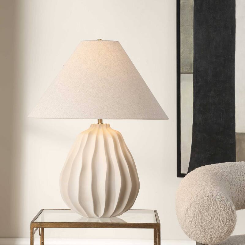 Uttermost Javary Matte Beige Table Lamp - 22"W x 22"D x 27.5"H
