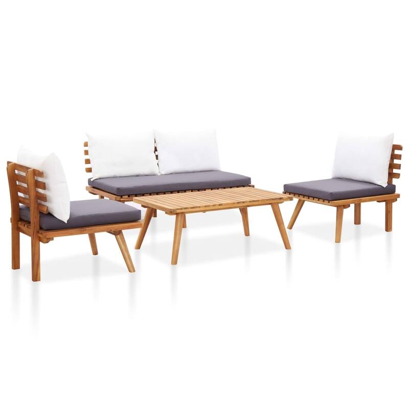 vidaXL Patio Lounge Set Outdoor Sectional Sofa Set Table Solid Wood Acacia - 23.6" x 25.6" x 25.6" - Brown 4 Piece