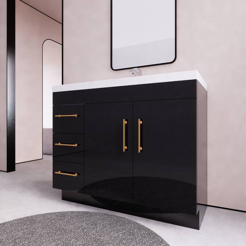 Eliza 42'' Freestanding Vanity (Left Drawers) with Single Sink