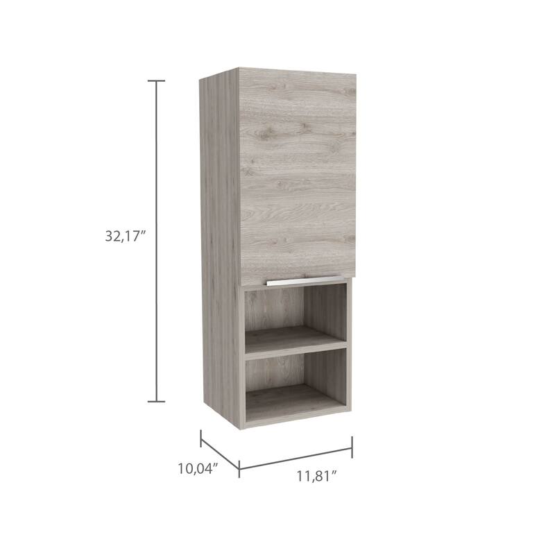 Bathroom Cabinet with Single Door, 2 Internal Shelves & 2 External Open Shelves for Easy Access Storage