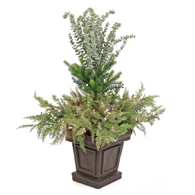 National Tree Company 4 ft. Cedar and Evergreen Porch Bush with LED Lights - Green - 48 in