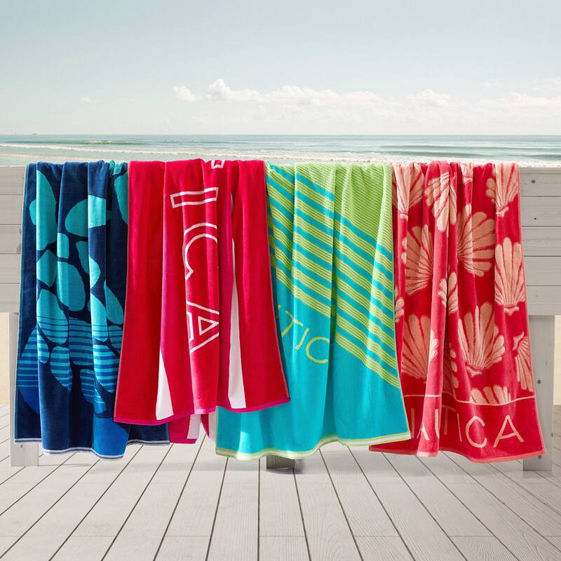 Nautica Printed Jacquard 2 Piece Beach Towel Set - 2 Piece