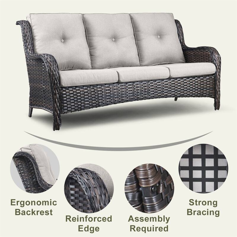 Gymojoy 4-Piece Outdoor Patio Sofa Chair with Coffee Table