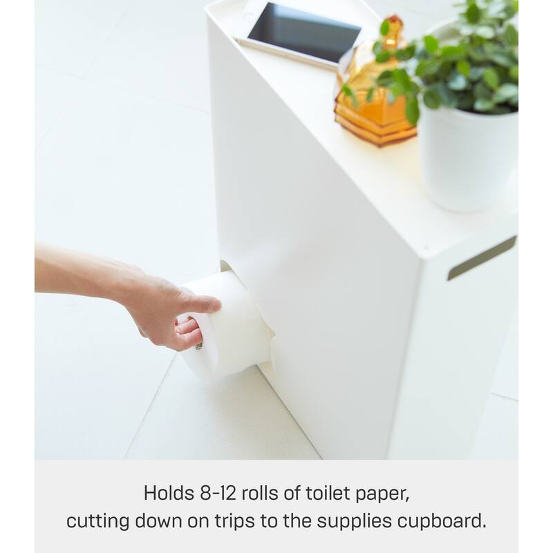 Yamazaki Home Toilet Paper Stocker, Steel, Holds 8-12 toilet paper rolls, Holds 4.4 lbs