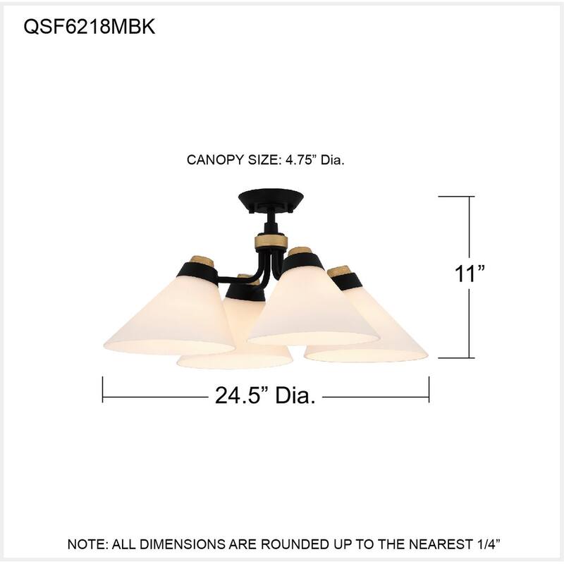 Graft 4-Light Matte Black Semi-Flush Mount Light