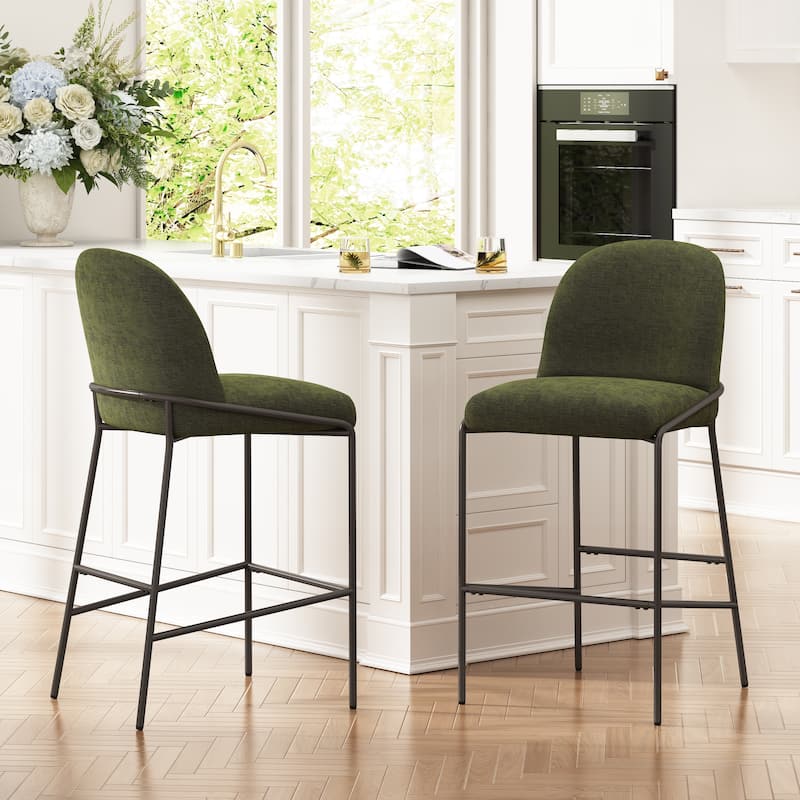 Christopher Knight Home - Bruce Upholstered Metal Bar Stool (Set of 2)