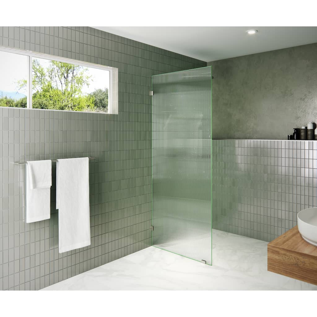 Glass Warehouse 30" x 78" Frameless Shower Door - Single Fixed Panel Fluted Frosted