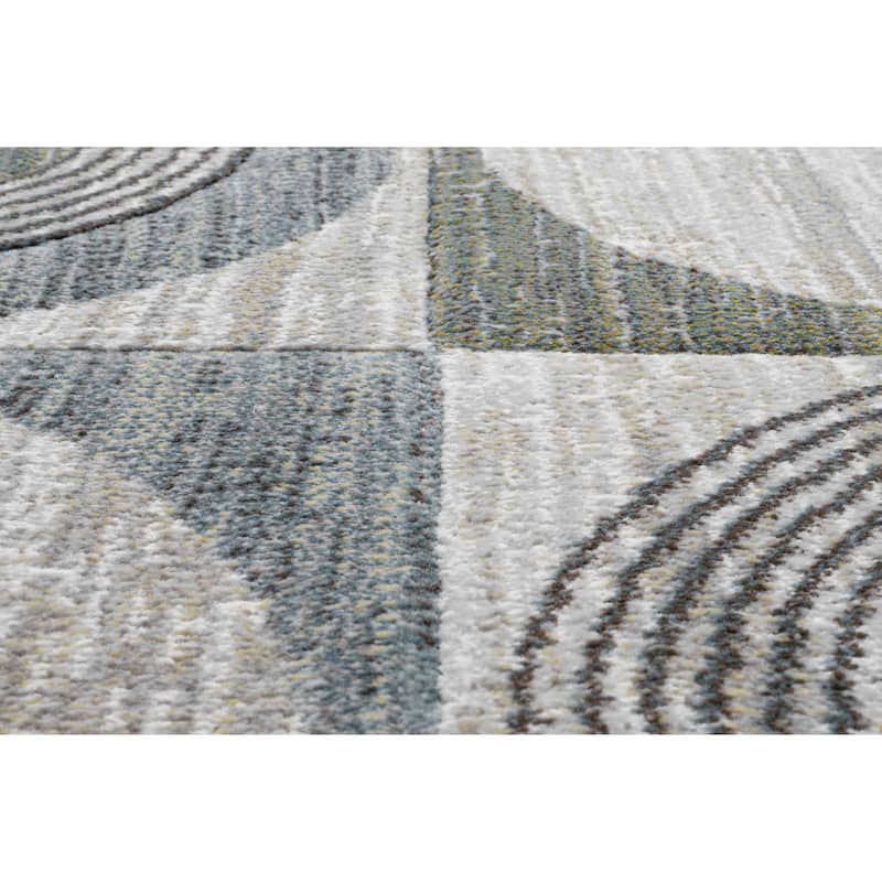 Aubrey Green, Blue, Charcoal, Ivory and Gray Polyester Area Rug - 9' x 12'