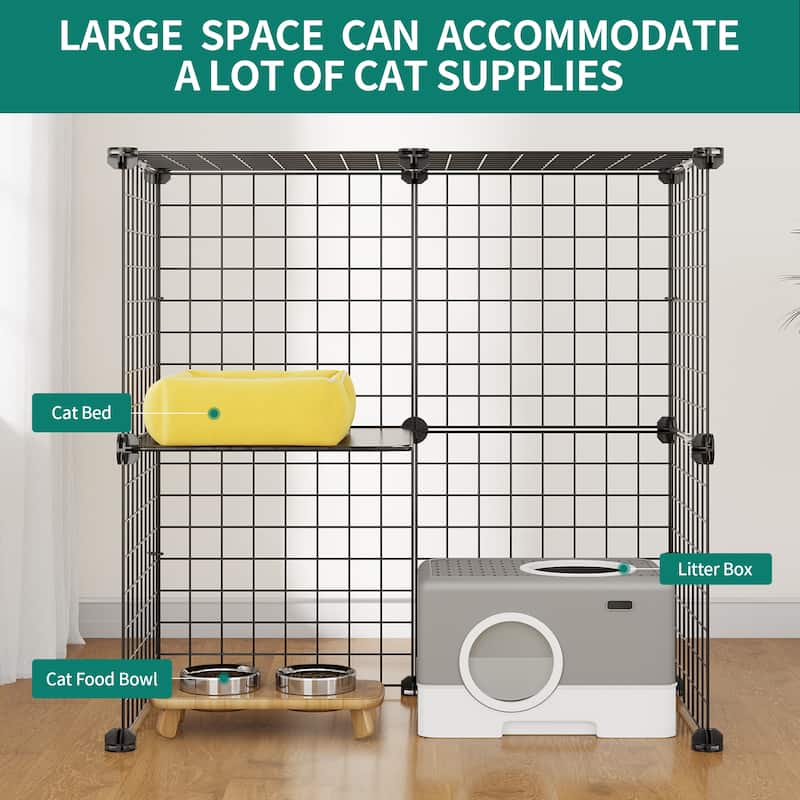 Moasis Reinforced 2-layer Metal Pet Cage with Doors, Ladder