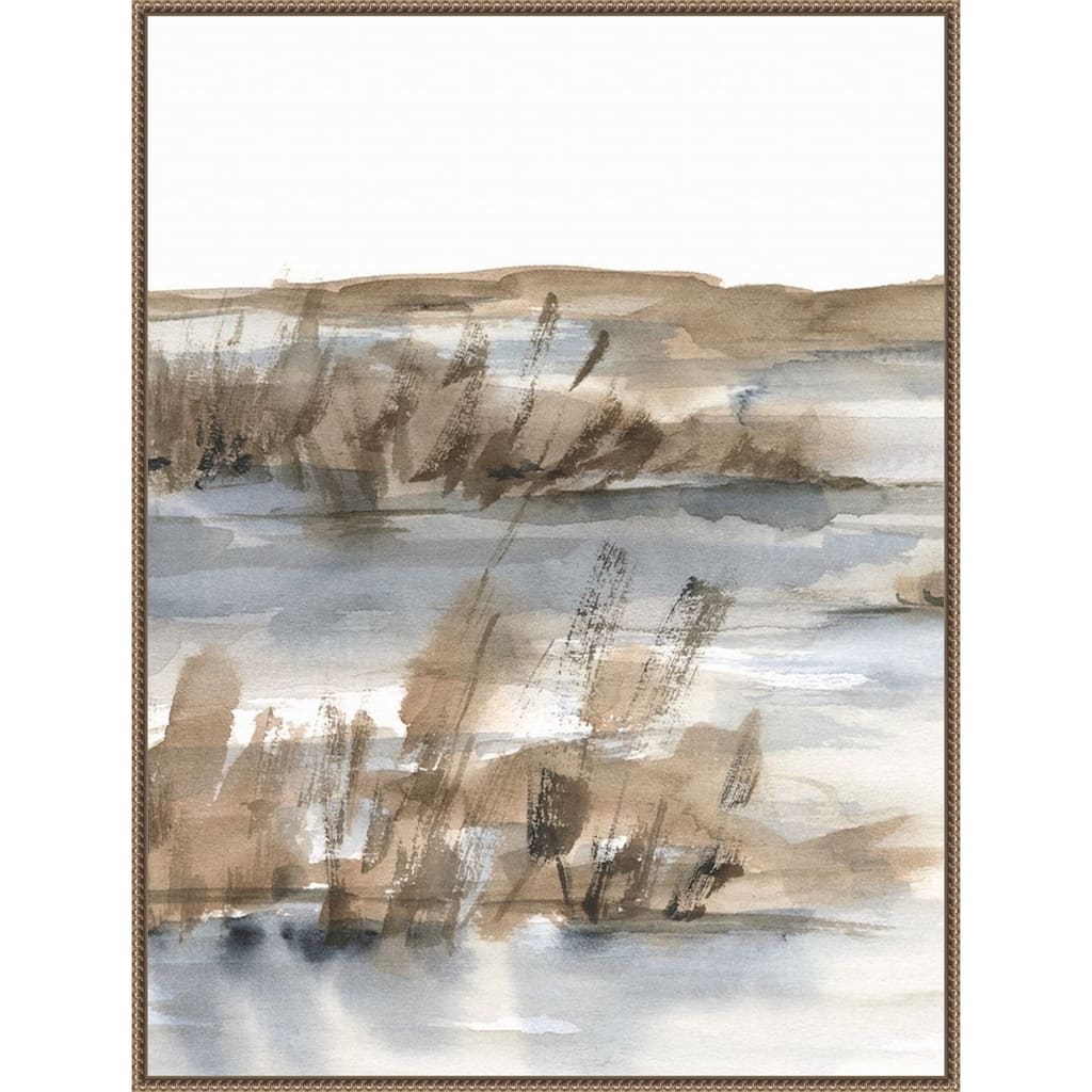 Blue-Grey Marsh IV by Ethan Harper Framed Canvas Wall Art - Sylvie Beaded Bronze