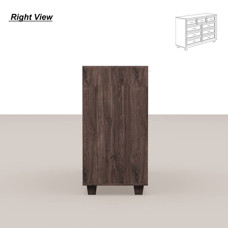 Modern 9-Drawer Dresser with Solid Wood Legs, Vintage Brown and White Wood Grain Options, Bedroom Storage Chest
