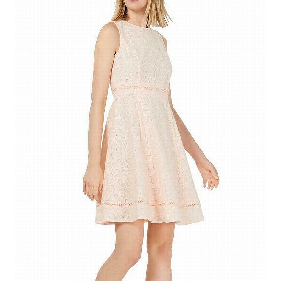calvin klein eyelet fit and flare dress