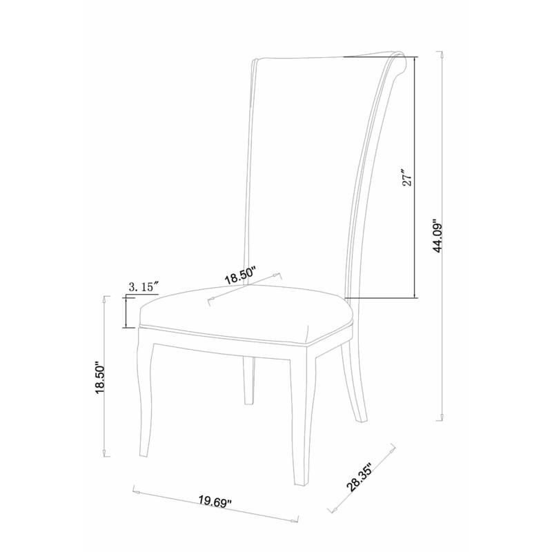 Somette Contemporary Blue Velvet High Back Side Chair, Set of 2 - Dining height