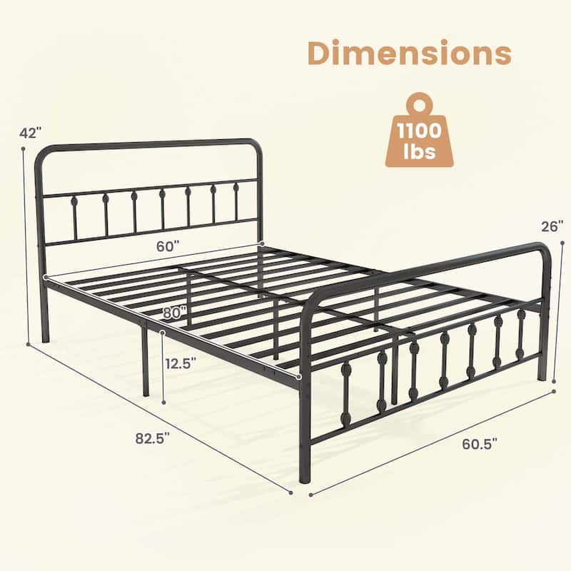 Costway Full/Queen/King Size Bed Frame with Headboard Under Bed