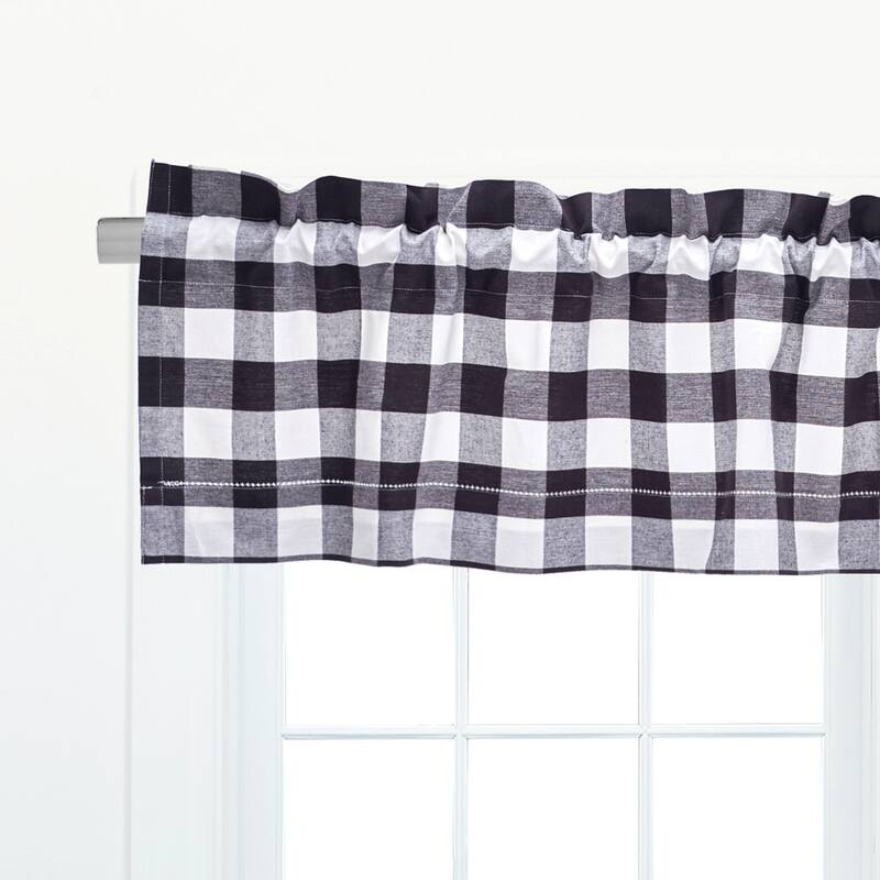 Franklin Check Cotton Window Curtain Valance Set of 2 - 15.5 x 72