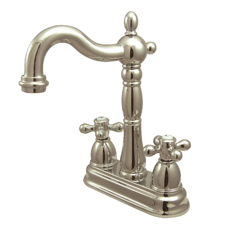 Kingston Brass Heritage Centerset Bar Faucet with Metal Cross Handles - Polished Nickel