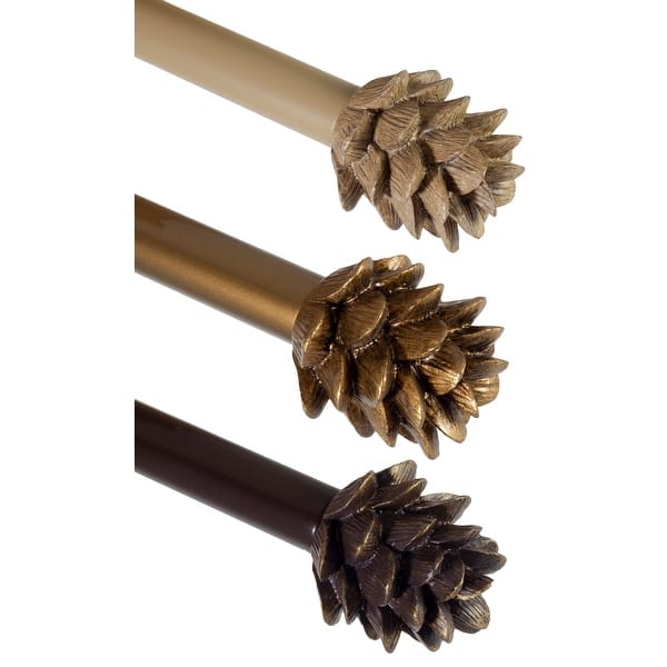 slide 2 of 17, 3/4" Farmhouse Pinecone Curtain Rod Adjustable Designer Window Single Rod