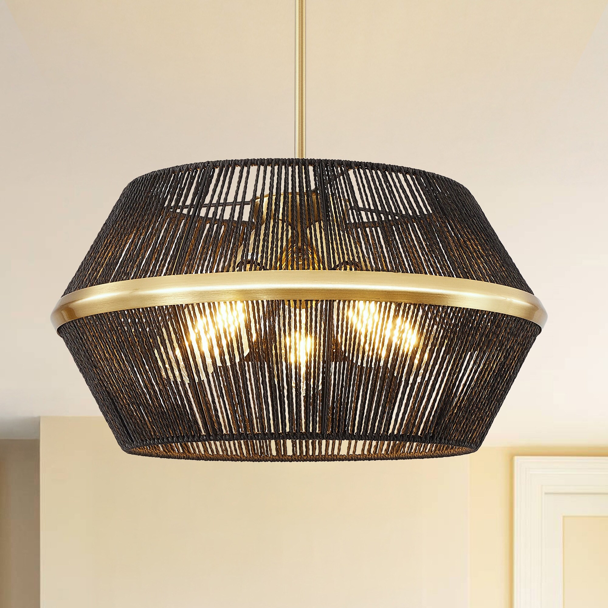 YANSUN 7 In.1-Light Modern Black Semi Flush Mount Ceiling Light Fixture For Foyer Closet Entryway Kitchen Bedroom Dining Room H-WS005R58W40E26G-8