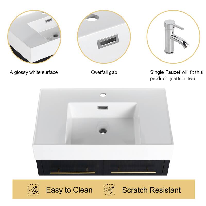 Malwee 24"/30"/36"/48" Bathroom Vanity with Sink, FreeStanding Vanity with Soft Close Doors and adjustable shelf