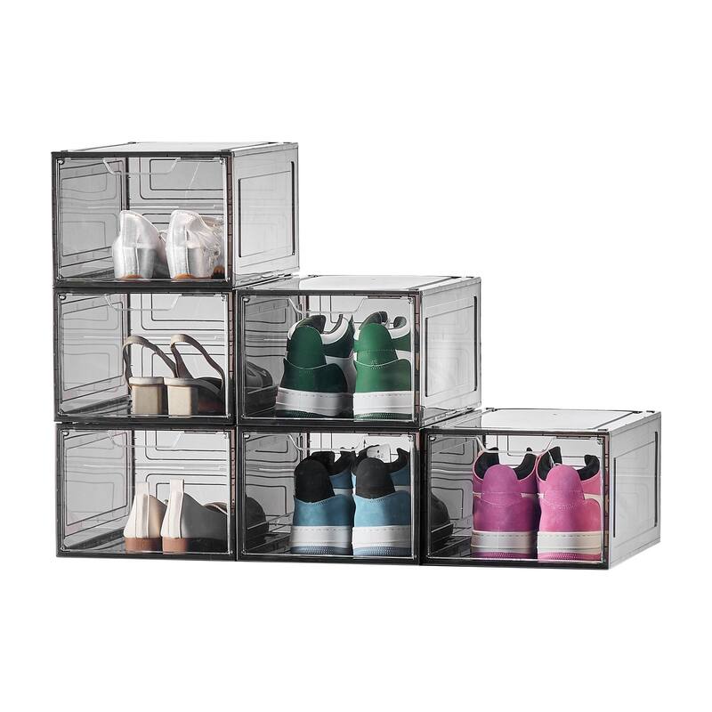 Stackable Shoe Storage Boxes Size 13 with Magnetic Door