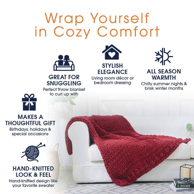 Cheer Collection Ultra Plush Chunky Cable Knit Throw Blanket