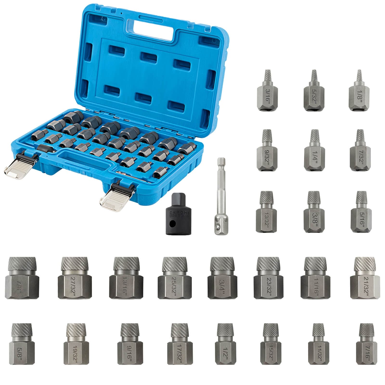 Costway 27 PCS Multi-Spline Screw Extractor Set with 3/8" Drive Hex - See Details