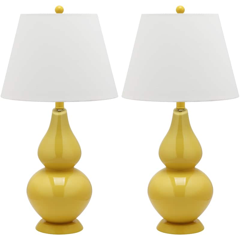 SAFAVIEH Lighting Demetria 27-inch Double Gourd White Table Lamp (Set of 2) - 14"x14"x26" - 14Wx14Dx26H