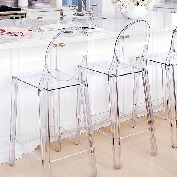 Set of 2 Casper Round Back Transparent Plastic Counter Stool Bed Bath Beyond 30672174