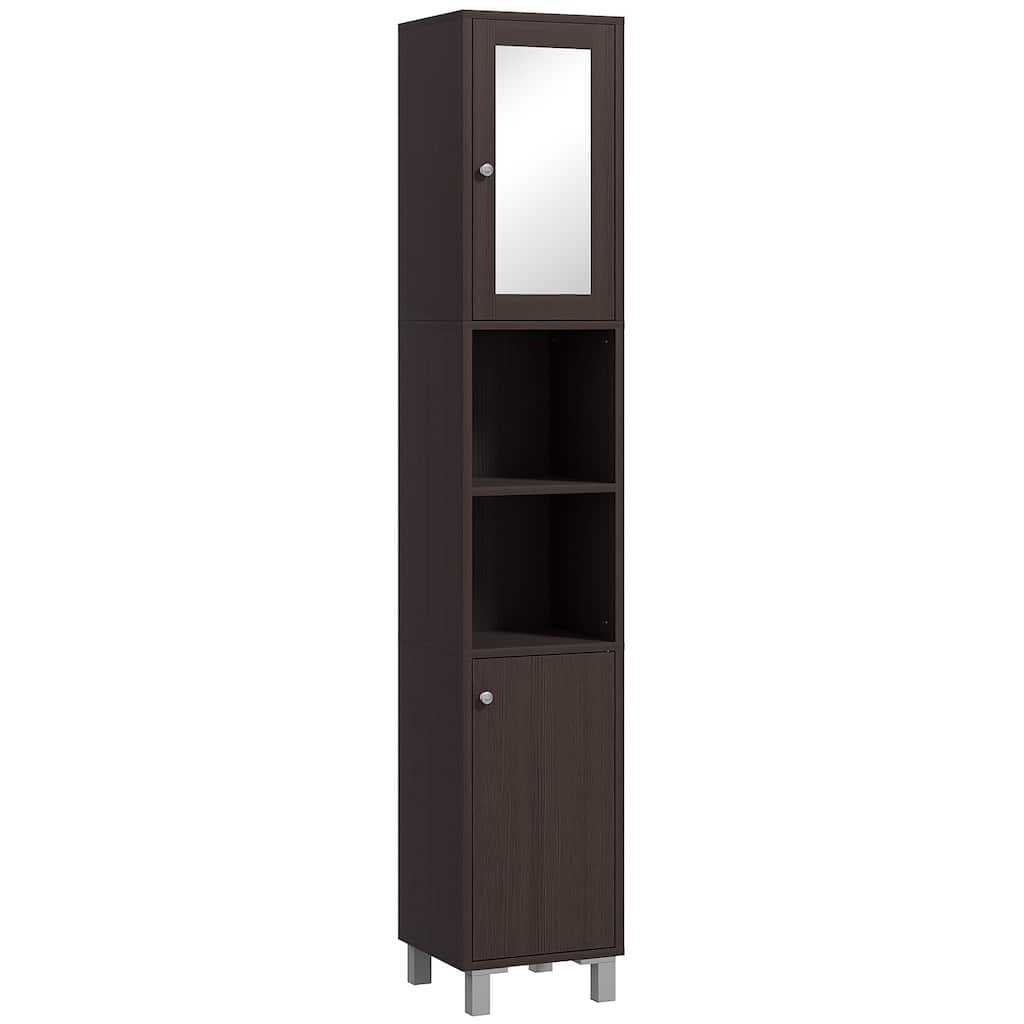 Kleankin Tall Bathroom Storage Cabinet With Mirror