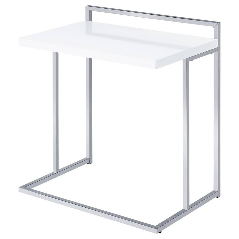High Gloss Rectangular Top Snack Table with Metal Legs