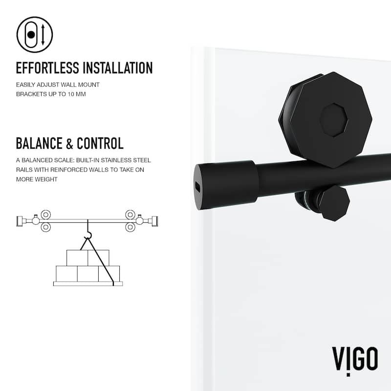 VIGO Elan Hart Frameless Sliding Shower Door