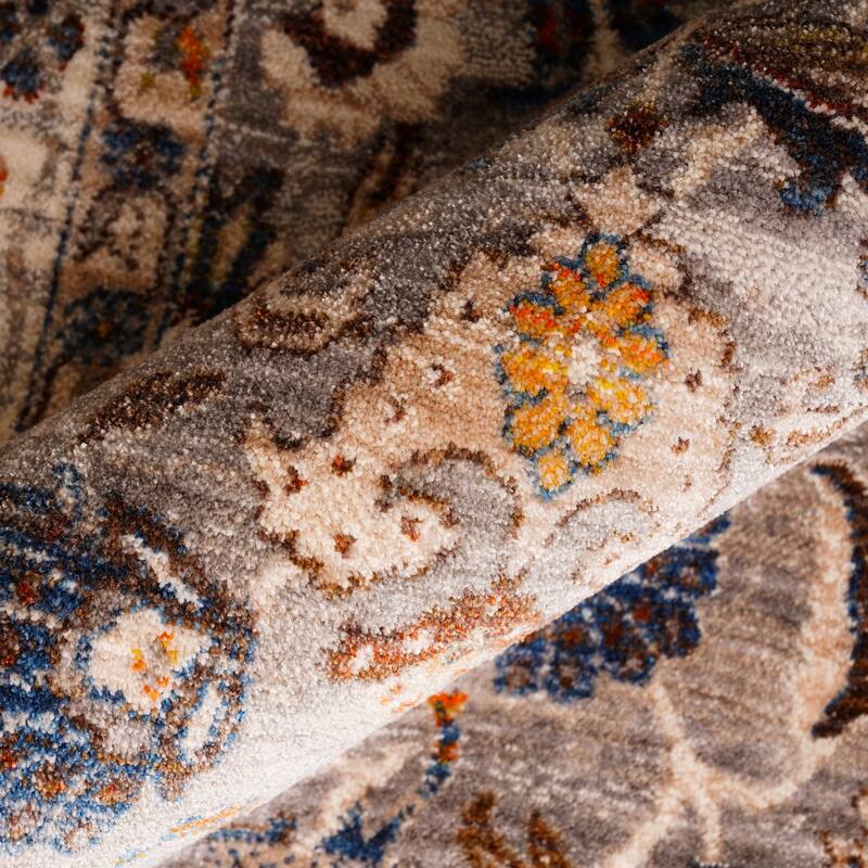 Arcelina Nuulyn Gray Oriental Polyester Area Rug