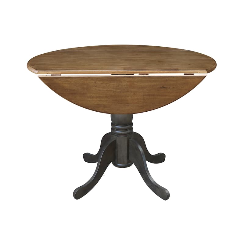 Round Pedestal Base Solid Wood 42-inch Drop-leaf Dining Table
