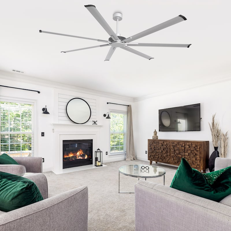 100" Indsutrial Black/ Silver Extra Larger Commercial Ceiling Fan with Remote - 100" Huge Fan