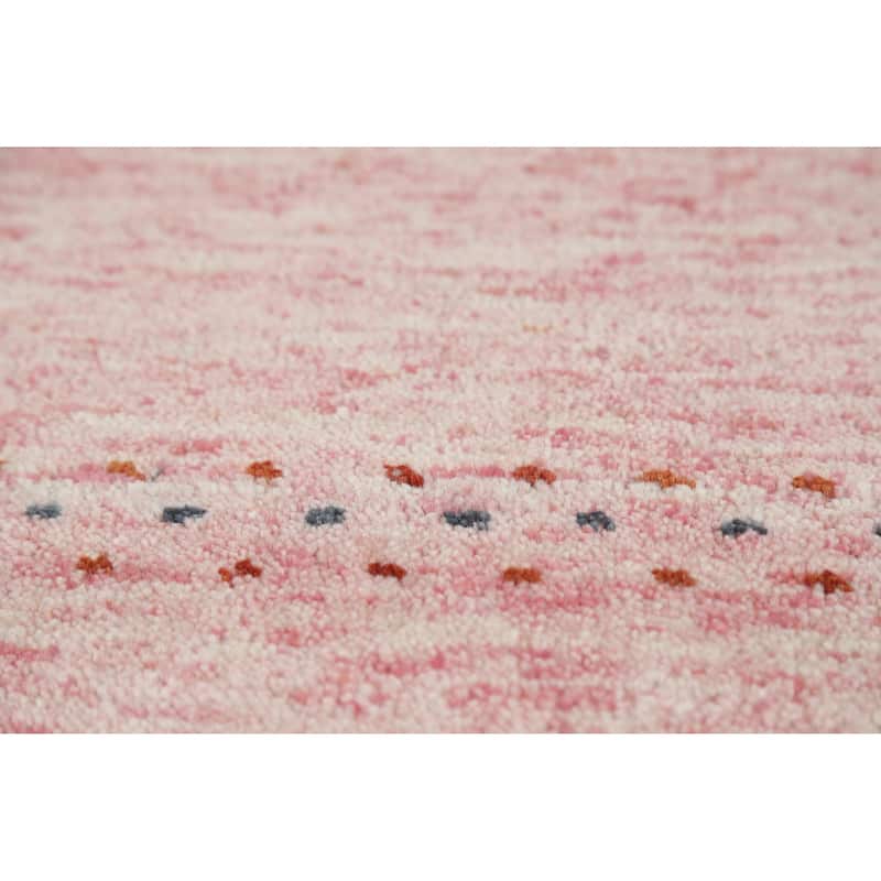 Pink Animals Gabbeh Indian Rug Handmade Wool Carpet - 4'0" x 5'8"