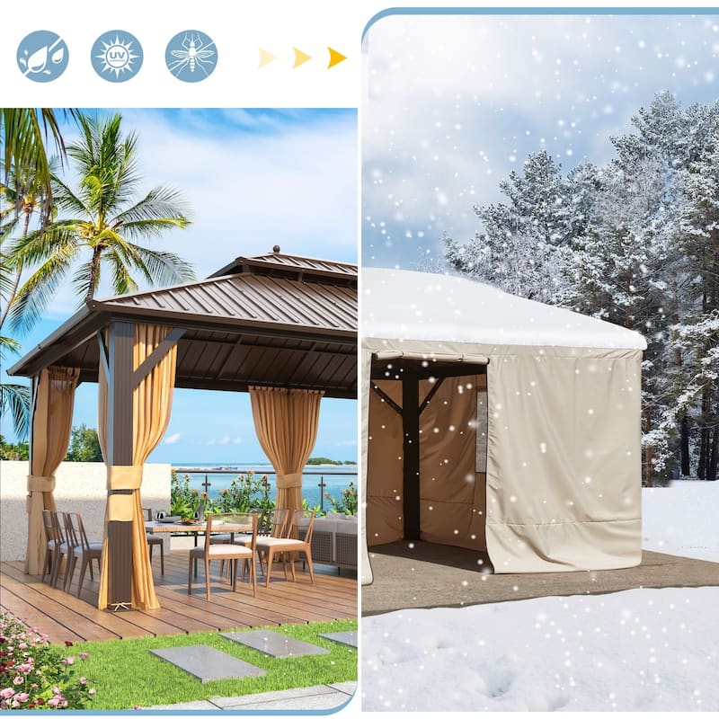 Erommy Hardtop Wood Gazebo with Double Roof – Free Dust Cover with 12x16 or 12x20 Model – Waterproof Outdoor Gazebo