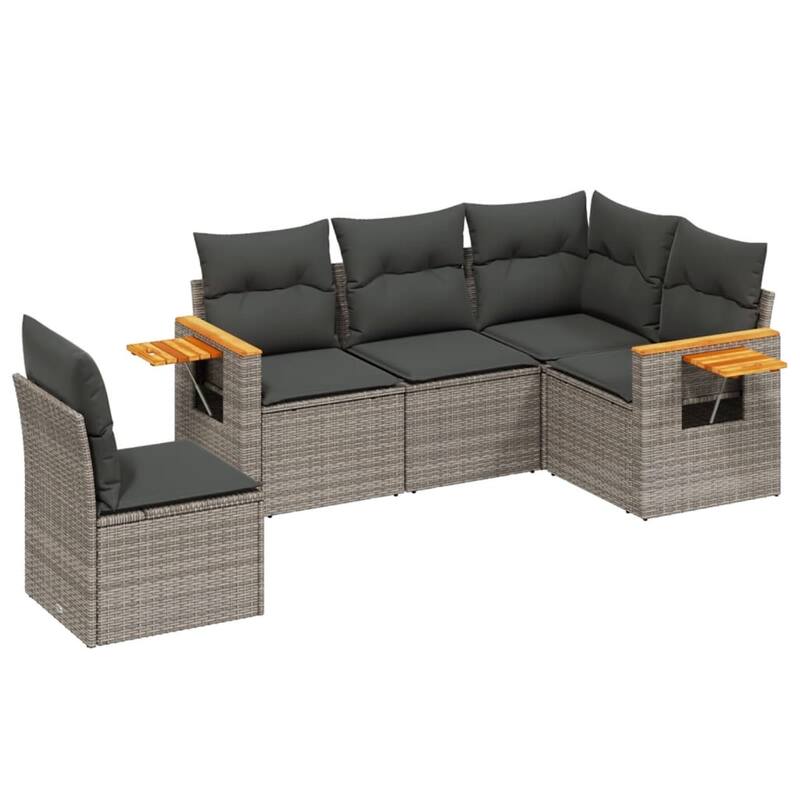 vidaXL Patio Sofa Set with Cushions Outdoor Conversation Furniture Poly Rattan
