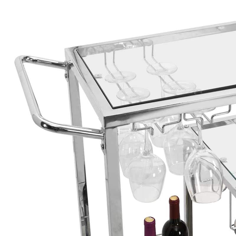 Bar Cart Wine Rack Bar Serving Cart with 2 Lockable Wheels Kitchen ...