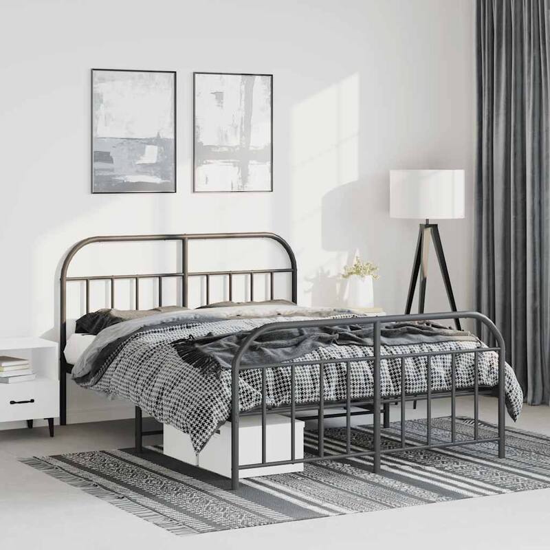 vidaXL 12 Inches Metal Bed Frame No Mattress - Black 1/77.2" x 55.9" x 39.4"