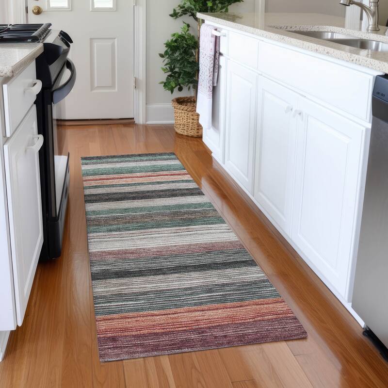 Premium Washable Super Soft Striped Mayfield Rug - Seafoam - 2'3" x 7'6"