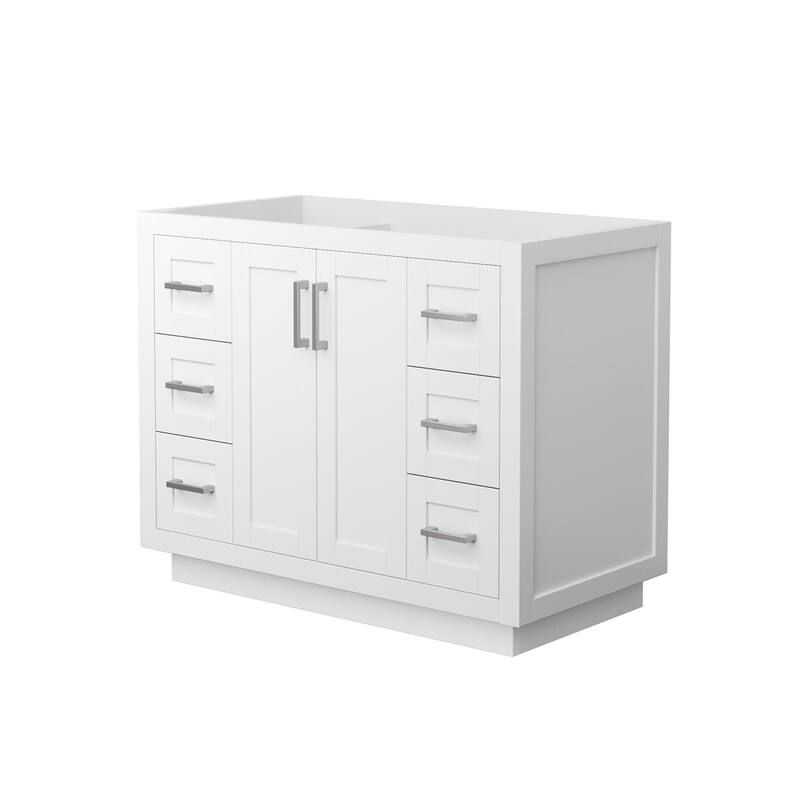 Wyndham Collection Miranda 42" Single Free Standing Vanity Cabinet - White / Brushed Nickel Hardware