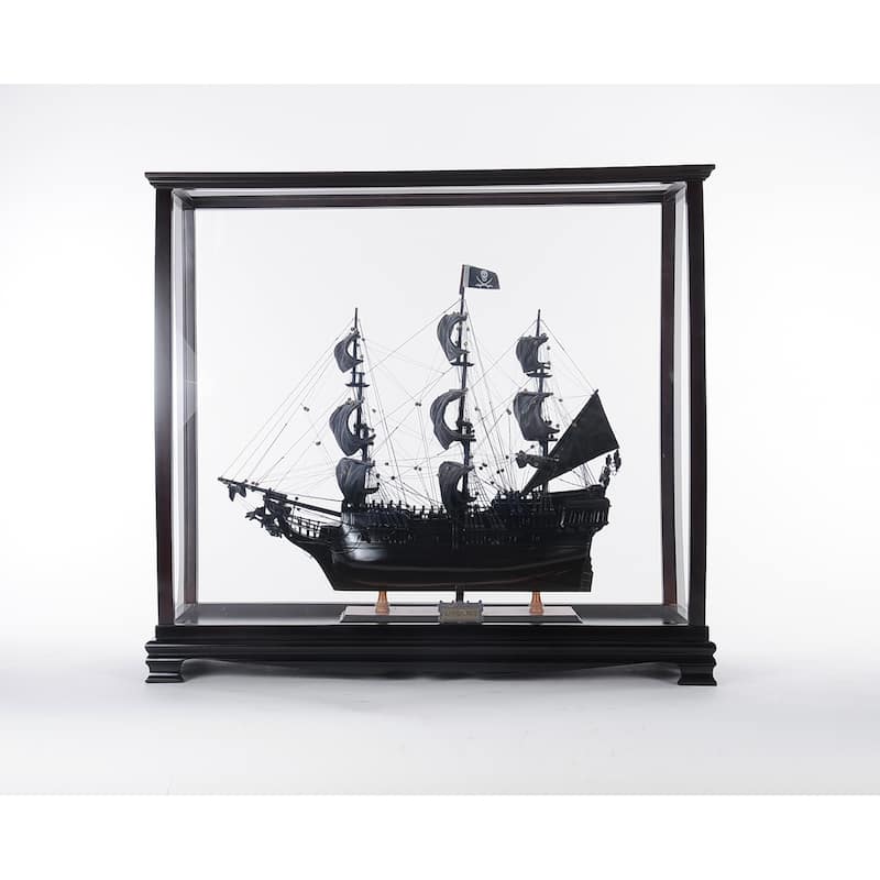 HomeRoots 34" Black Glass Standard Display Stand - 34