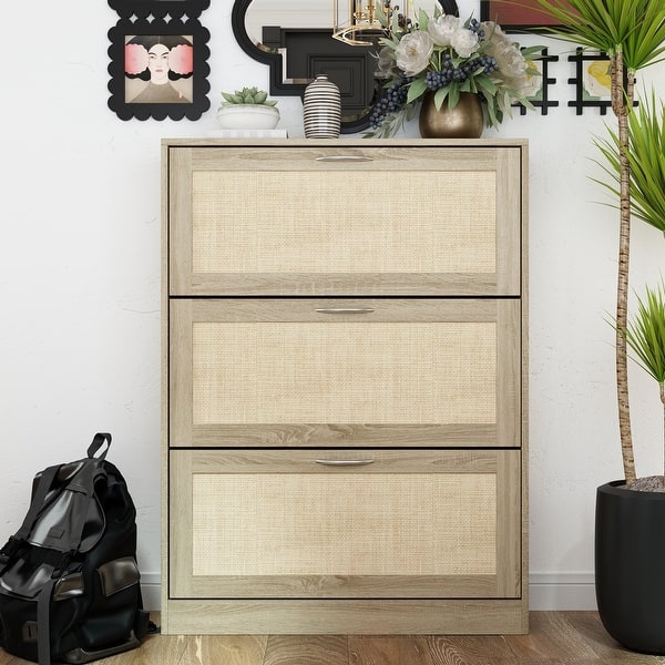 Shoe Cabinet with 3 Flip Drawers Shoe Rack Storage Cabinet Space Save - 31.5“Wx42.5"H