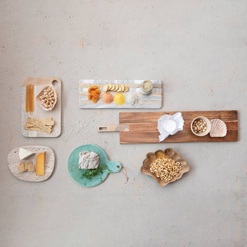 Acacia and Mango Wood Cheese and Serving Board with Handle - 35.0"L x 7.5"W x 0.6"H