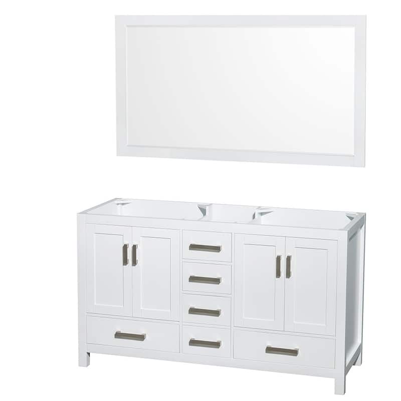 Wyndham Collection Sheffield 60" Hardwood Vanity Cabinet and Mirror - - White - Painted