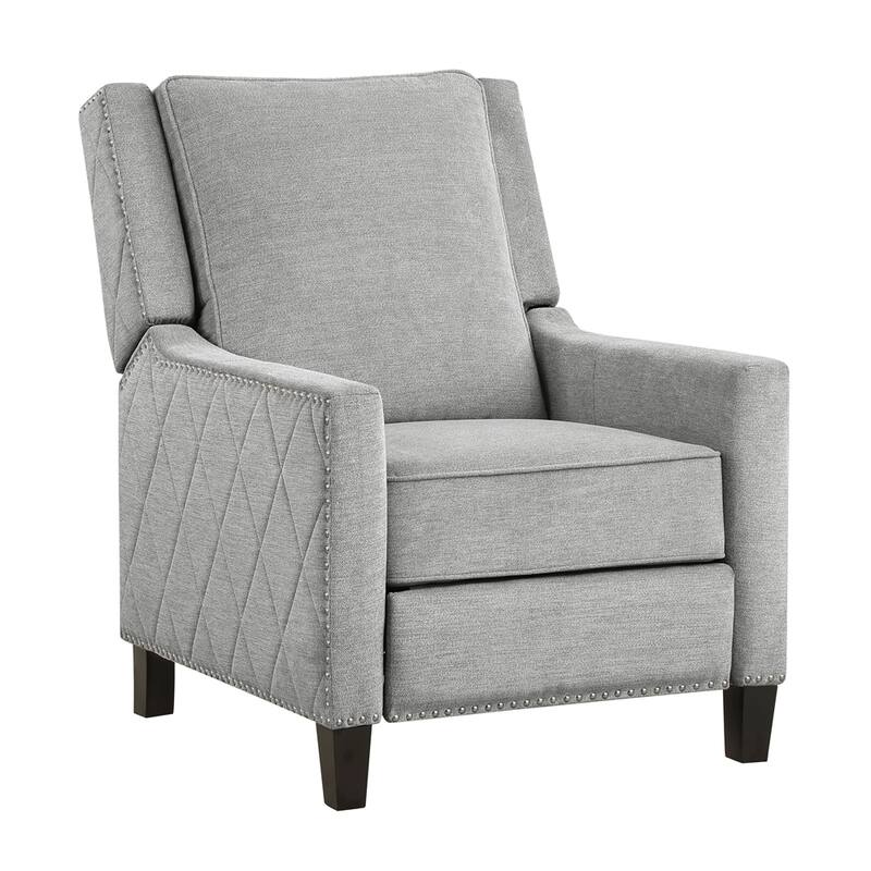 Textured Fabric Upholstered Reclining Chair with Nailhead Trim